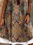 Damen Geblümt Sommer Kleid Rundhals Ärmellos A-Linien-Kleid