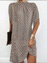 Damen Geometrisch Dolman-Ärmel Sommer Print Kleid Rundhals Kurzarm Tanktop A-Linien-Kleid