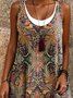 Damen Geblümt Sommer Kleid Rundhals Ärmellos A-Linien-Kleid