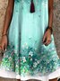 Damen Geblümt Sommer Kleid Rundhals Ärmellos A-Linien-Kleid
