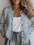 Damen Gestrickt 3d Drucken Langarm Bequem Retro Strickjacke