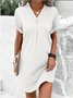 Damen Unifarben Sommer Nahtverarbeitung Kleid V-Ausschnitt Kurzarm Tanktop A-Linien-Kleid