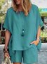 Damen Unifarben Zweiteiliges Set Täglich Halbarm Lässig Sommer Kurze Sets Matching Set