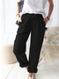 Damen Unifarben Lang Hose Retro Frühling/Herbst Hose