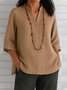 V-Ausschnitt Halbarm Unifarben Pullover Leicht Weit Bluse für Damen