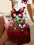 Damen Geblümt Sommer Print Kleid V-Ausschnitt Kurzarm Passen & Flare Kleid A-Linien-Kleid