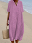 Damen Gestreift Sommer Kleid Rundhals Kurzarm A-Linien-Kleid