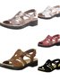 Retro Unifarben Haken und Schleife Niedrig Zehentrenner-Sandalen