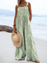Damen Geblümt Spaghettiträger Ärmellos Lässig Sommer Baumwolle Jumpsuit