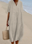 Damen Gestreift Sommer Kleid Rundhals Kurzarm A-Linien-Kleid