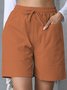 Lässig Unifarben Normal Schnürung Gerade Hosen Shorts
