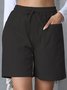 Lässig Unifarben Normal Schnürung Gerade Hosen Shorts