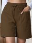 Lässig Unifarben Normal Schnürung Gerade Hosen Shorts