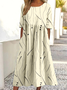 Damen Abstrakte Tupfen Sommer Kleid Rundhals Halbarm A-Linien-Kleid