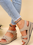 Retro Unifarben Haken und Schleife Blockabsatz Zurück leere Schuhe Nahtverarbeitung