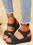 Retro Unifarben Haken und Schleife Blockabsatz Zurück leere Schuhe Nahtverarbeitung
