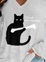 Lässig Tier V-Ausschnitt Langarm T-Shirt