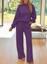 Damen Unifarben Zweiteiliges Set Täglich Langarm Lässig Frühling/Herbst Bluse mit Hose Matching Set