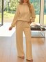 Damen Unifarben Zweiteiliges Set Täglich Langarm Lässig Frühling/Herbst Bluse mit Hose Matching Set