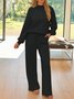 Damen Unifarben Zweiteiliges Set Täglich Langarm Lässig Frühling/Herbst Bluse mit Hose Matching Set