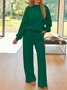 Damen Unifarben Zweiteiliges Set Täglich Langarm Lässig Frühling/Herbst Bluse mit Hose Matching Set