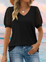 Lässig Polka Dots V-Ausschnitt Kurzarm T-Shirt