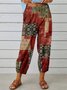 Damen Geometrisch Knöchelhose Elastische Taille Hose Retro Frühling/Herbst Hose