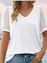 Lässig Polka Dots V-Ausschnitt Kurzarm T-Shirt