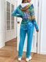 Damen Farbverlauf Zweiteiliges Set Täglich Langarm Lässig Frühling/Herbst Mantel mit Hosen Matching Set