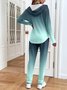 Damen Farbverlauf Zweiteiliges Set Täglich Langarm Lässig Frühling/Herbst Mantel mit Hosen Matching Set