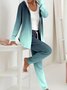 Damen Farbverlauf Zweiteiliges Set Täglich Langarm Lässig Frühling/Herbst Mantel mit Hosen Matching Set