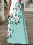 Damen Geblümt Sommer Print Kleid V-Ausschnitt Kurzarm X-Linie Kleid