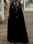 Damen Abstrakt Sommer Print Kleid V-Ausschnitt Kurzarm X-Linie Kleid