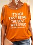 Lässig Textbriefe Rundhals Kurzarm T-Shirt