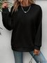 Lässig Rundhals Unifarben Sweatshirt
