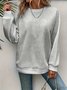 Lässig Rundhals Unifarben Sweatshirt