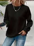 Lässig Rundhals Unifarben Sweatshirt