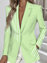Damen Gestreift Frühling/Herbst Oberbekleidung Einfach Langarm Reverskragen Regelmäßig Blazer