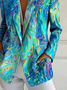 Damen Verlaufsmuster Frühling/Herbst Oberbekleidung Einfach Langarm Reverskragen Regelmäßig Blazer