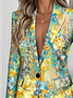 Damen Geblümt Frühling/Herbst Oberbekleidung Einfach Langarm Reverskragen Regelmäßig Blazer