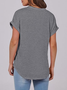 Lässig Unifarben V-Ausschnitt Kurzarm T-Shirt