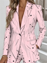Damen Gestreift Frühling/Herbst Oberbekleidung Einfach Langarm Reverskragen Regelmäßig Blazer