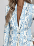 Damen Geometrisch Frühling/Herbst Oberbekleidung Einfach Langarm Reverskragen Regelmäßig Blazer