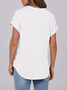 Lässig Unifarben V-Ausschnitt Kurzarm T-Shirt