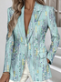 Damen Geblümt Frühling/Herbst Oberbekleidung Einfach Langarm Reverskragen Regelmäßig Blazer