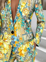 Damen Geblümt Frühling/Herbst Oberbekleidung Einfach Langarm Reverskragen Regelmäßig Blazer