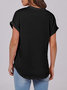 Lässig Unifarben V-Ausschnitt Kurzarm T-Shirt