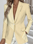 Damen Gestreift Frühling/Herbst Oberbekleidung Einfach Langarm Reverskragen Regelmäßig Blazer