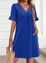 Damen Geometrisch Sommer Kleid V-Ausschnitt Ärmellos Tanktop A-Linien-Kleid