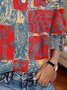 Lässig Malerei Rundhals Dreiviertelärmel T-Shirt